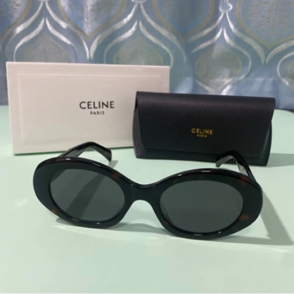 Celine Black and Tortoise Oval Sunglasses
